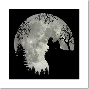 Shih Tzu Dog And Moon Scary Halloween Posters and Art